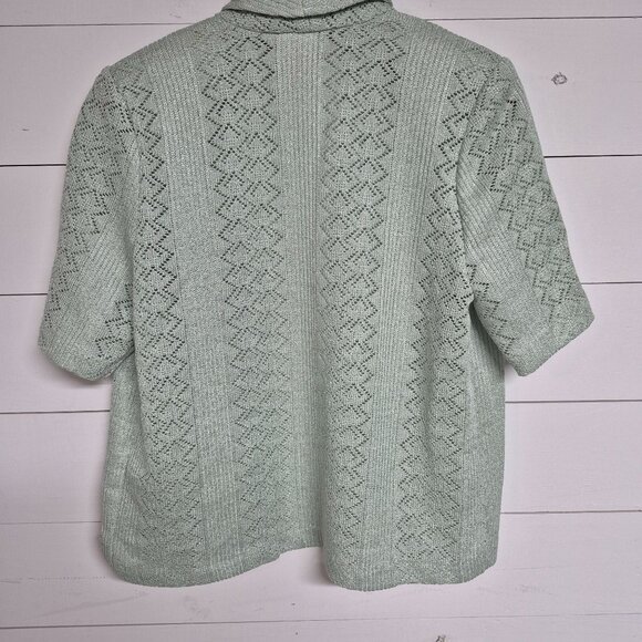 Vintage Florentine Womens Knit Cardigan Sz 10 Mint Green Short Sleeve Button-Up - Picture 5 of 8